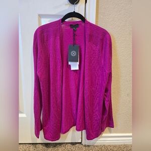 NWT Carlisle collection Pink  100% Cashmere Open Cardigan Size M